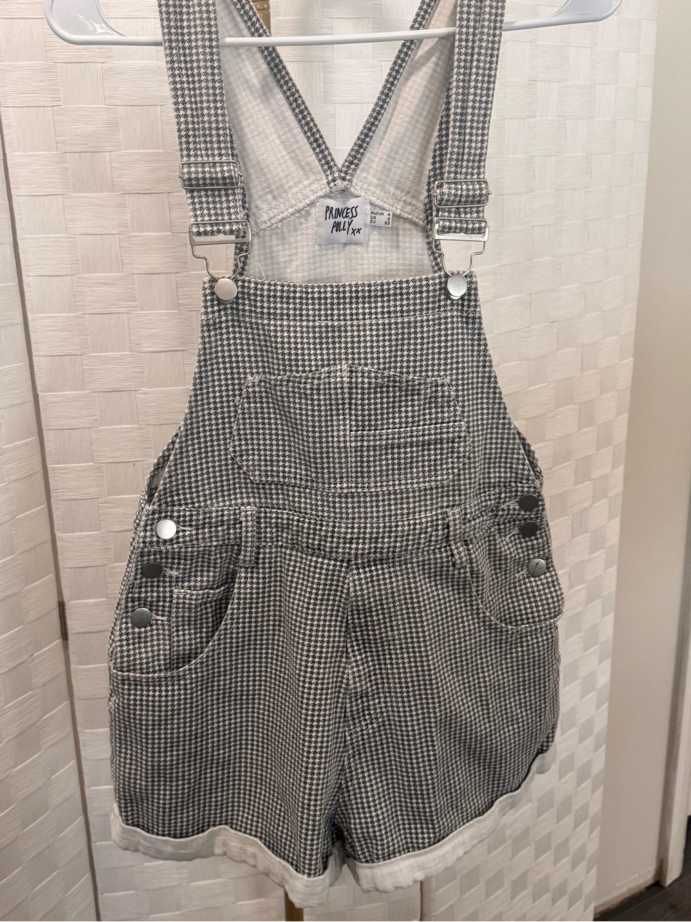 Princess Polly Black & White Houndstooth Overalls